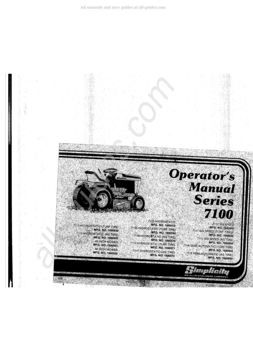 Simplicity 7100 Hydrostatic Series Operator's manual