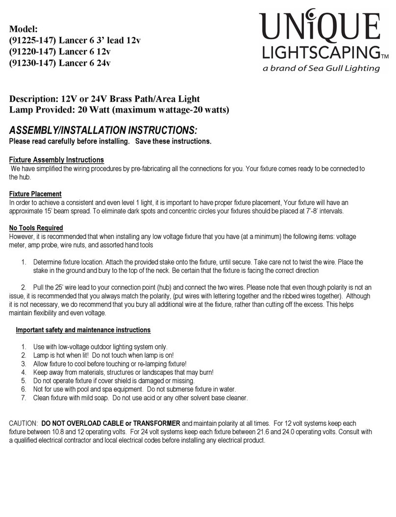 Sea gull lighting Unique Lightscaping 91225-147 Assembly/installation instructions