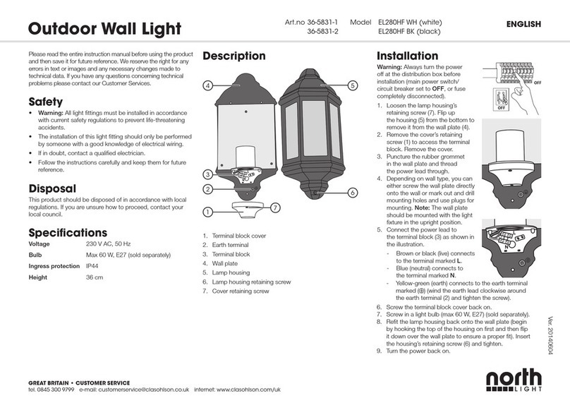 North Light EL280HF WH quick start guide