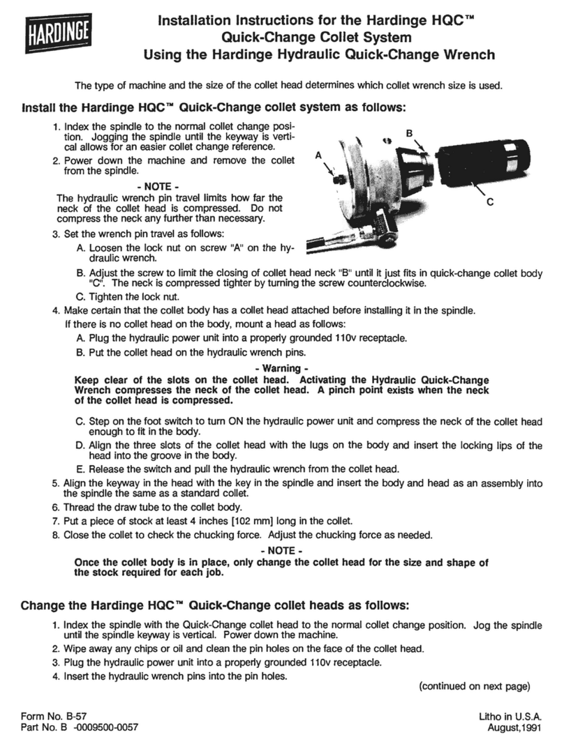 Hardinge HQC installation instructions