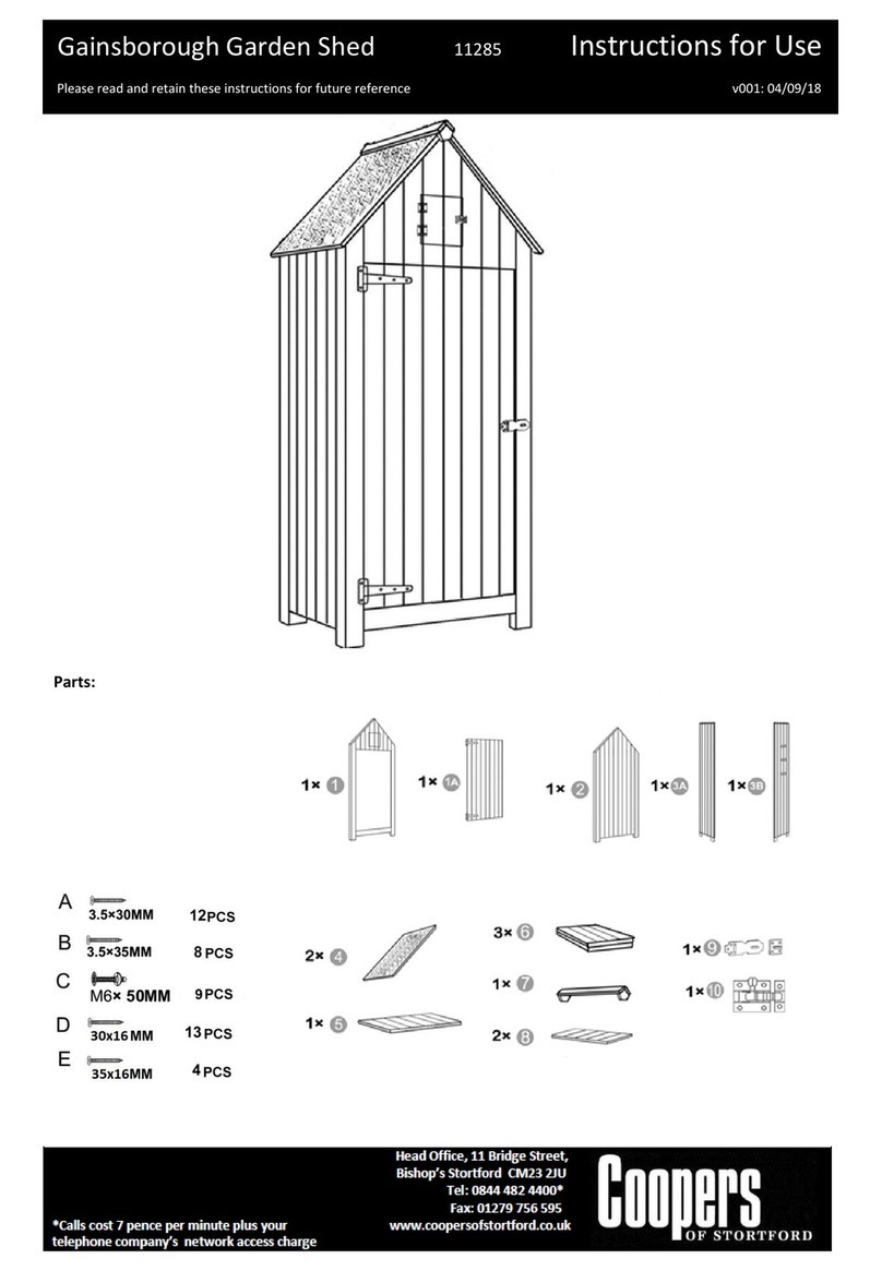 Coopers of Stortford Gainsborough Garden Shed Instructions for use