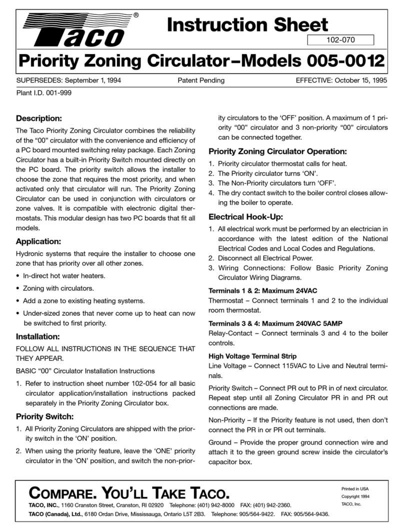 Taco 005-0012 instruction sheet