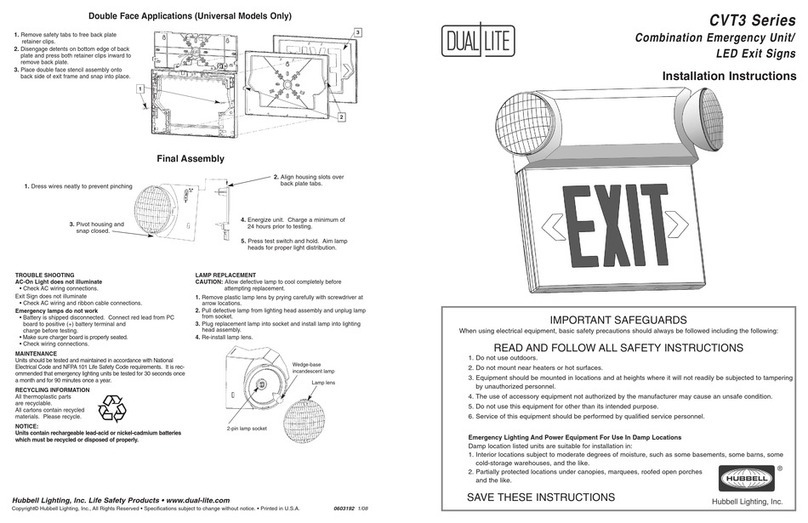 Hubbell Dual-Lite CVT3 Series installation instructions