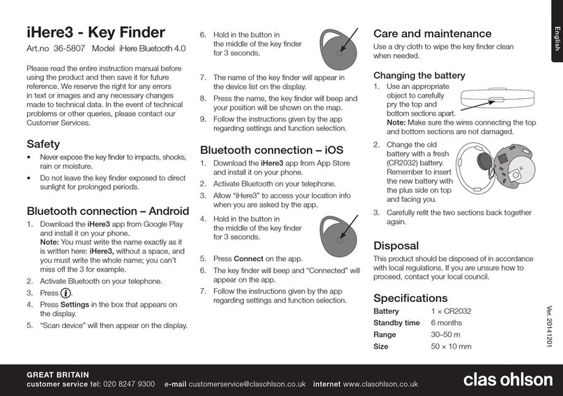 Clas Ohlson iHere Bluetooth 4.0 manual
