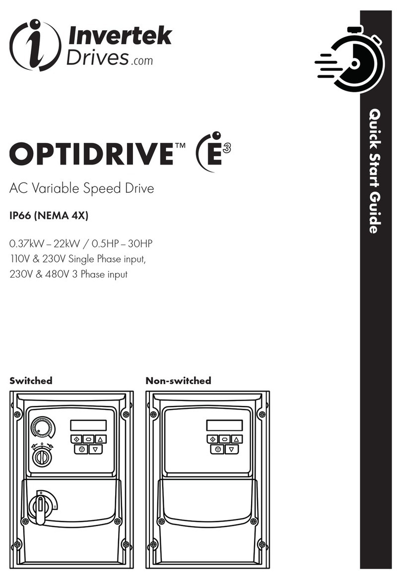Invertek Drives OPTIDRIVE E3 Series quick start guide