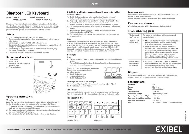 Exibel HP086BUK manual