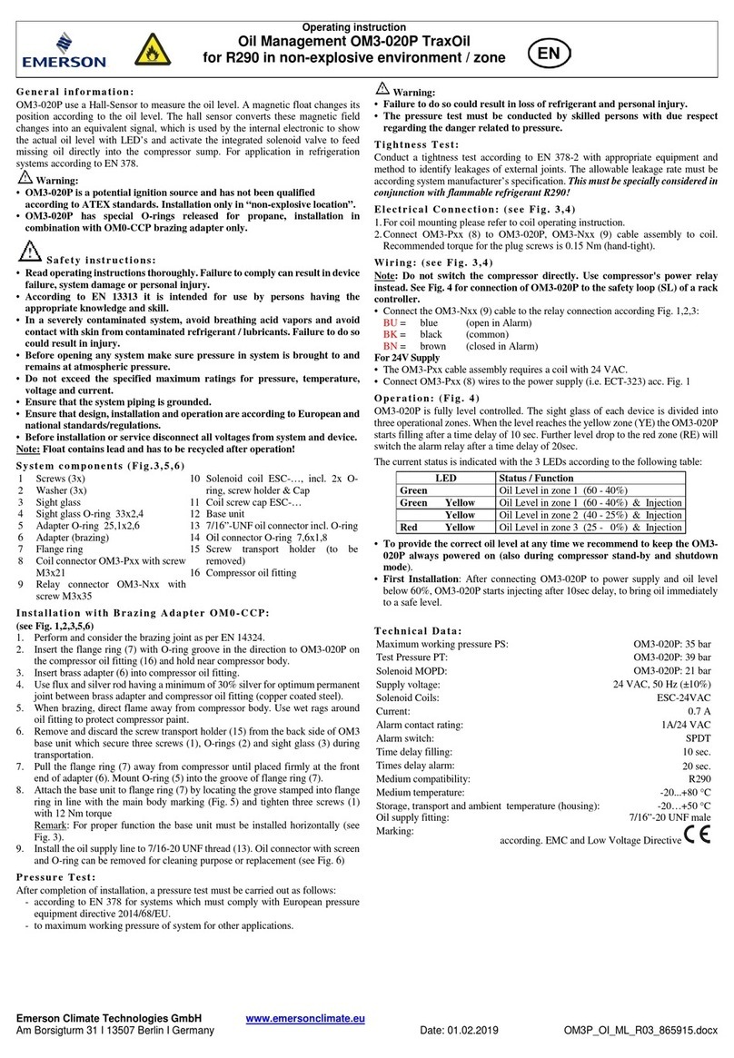 Emerson TraxOil OM3-020P operating instructions