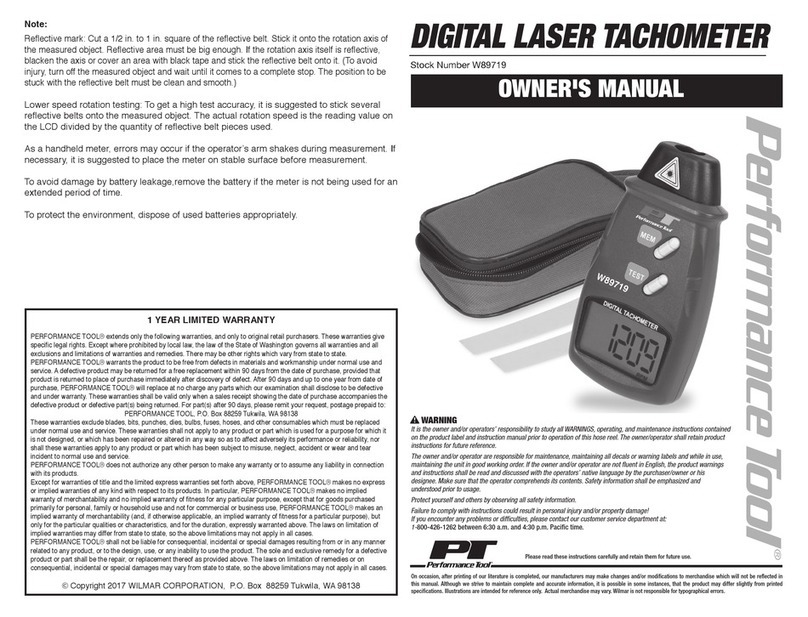 Performance Tool W89719 User manual