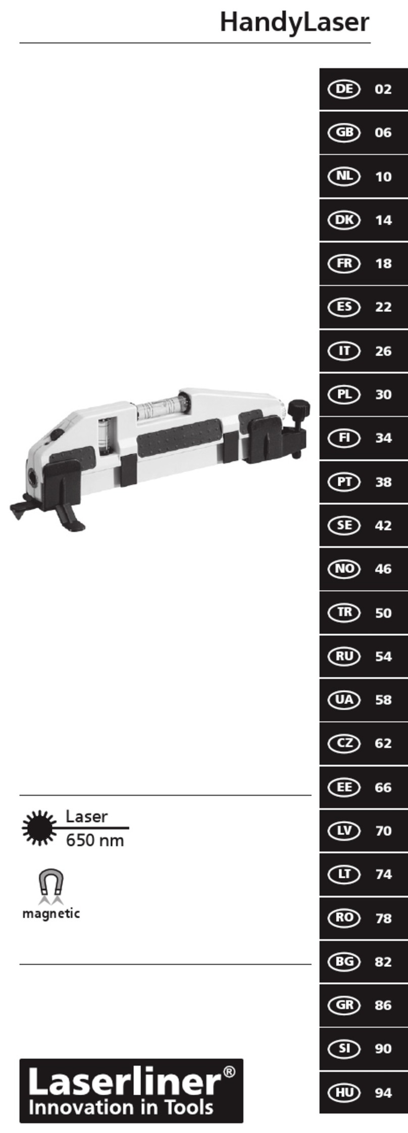 LaserLiner HandyLaser User manual LaserLiner HandyLaser User manual