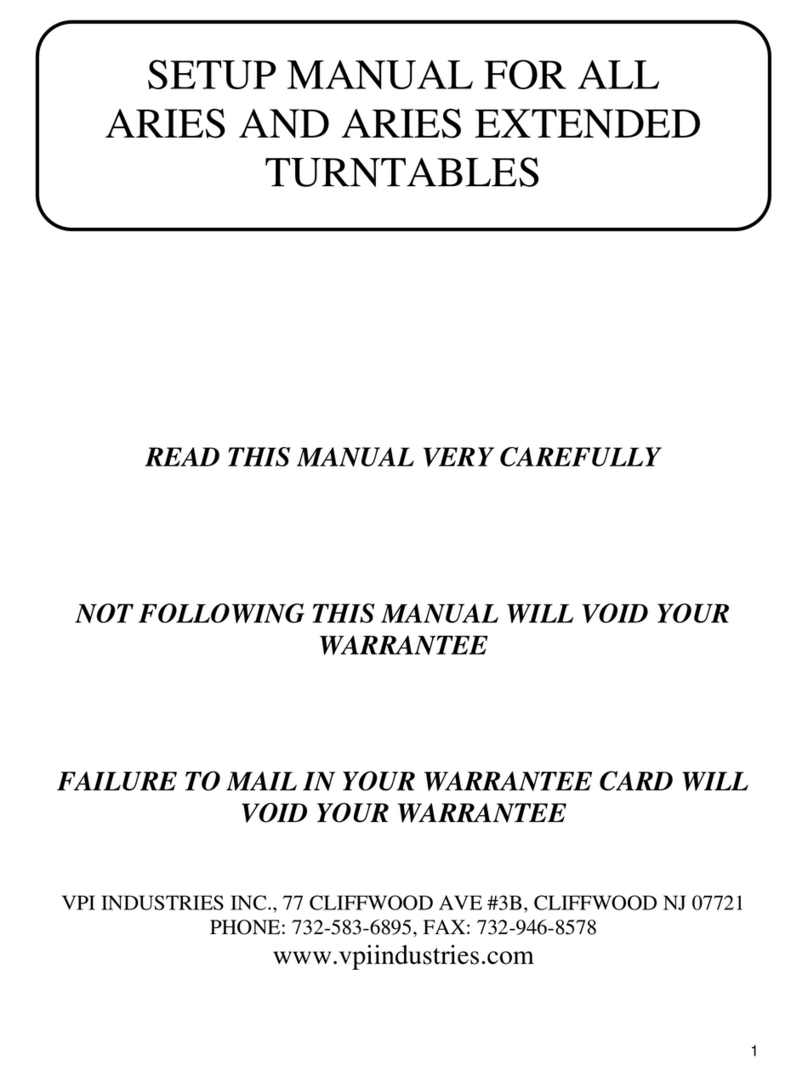 VPI Industries ARIES Setup manual