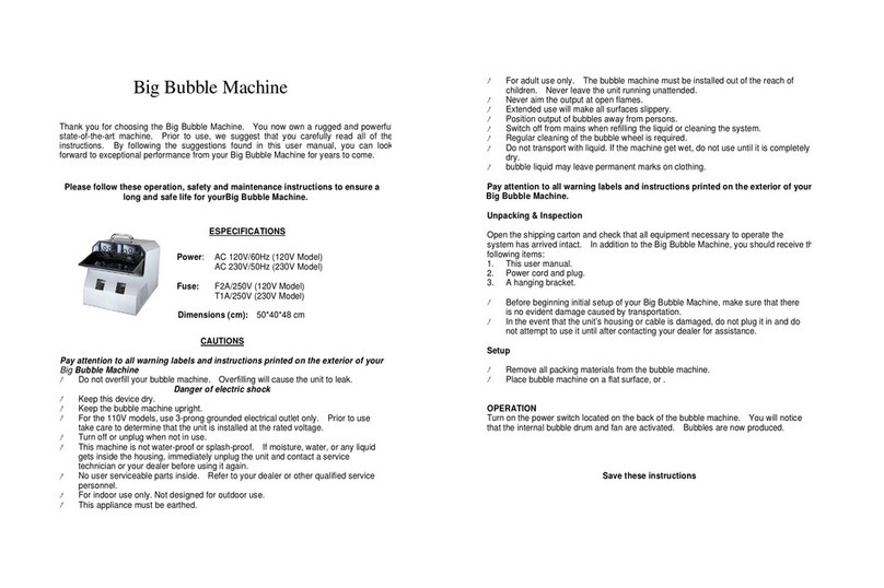Electra Light Big Bubble Machine manual