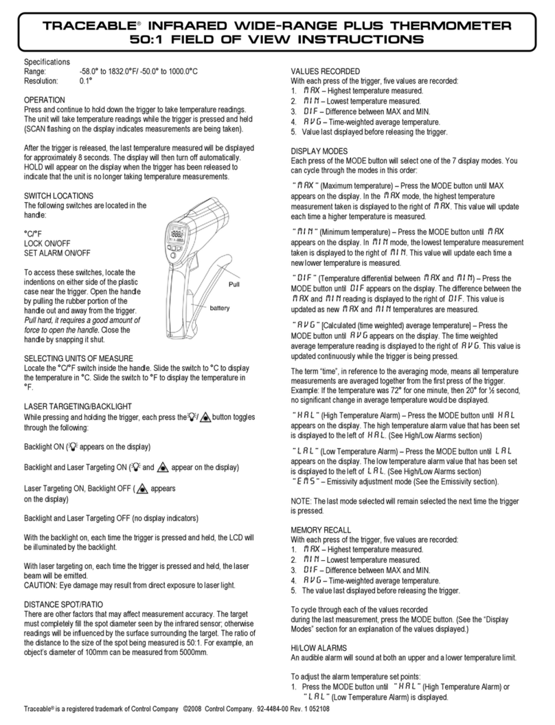 Control Company TRACEABLE 4484 User manual