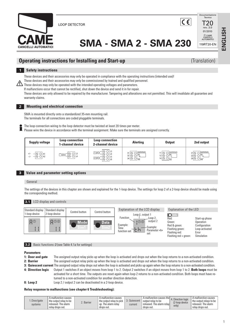 CAME SMA User manual
