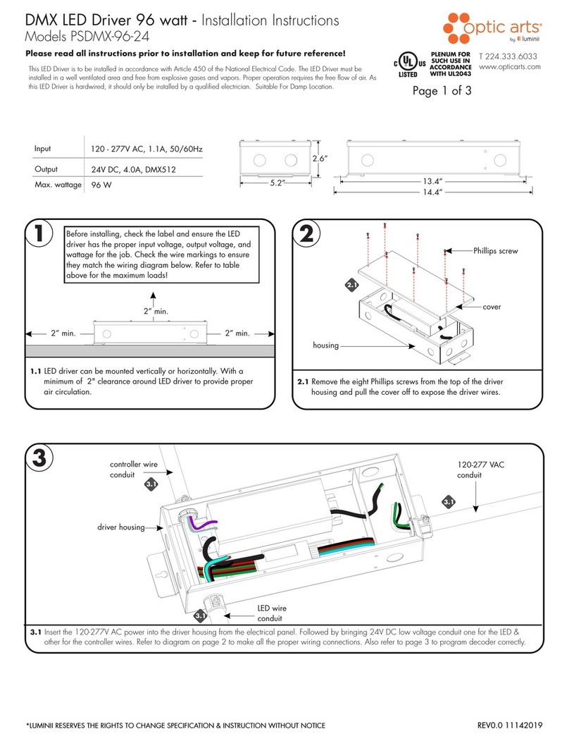 luminii Optic Arts PSDMX-96-24 installation instructions