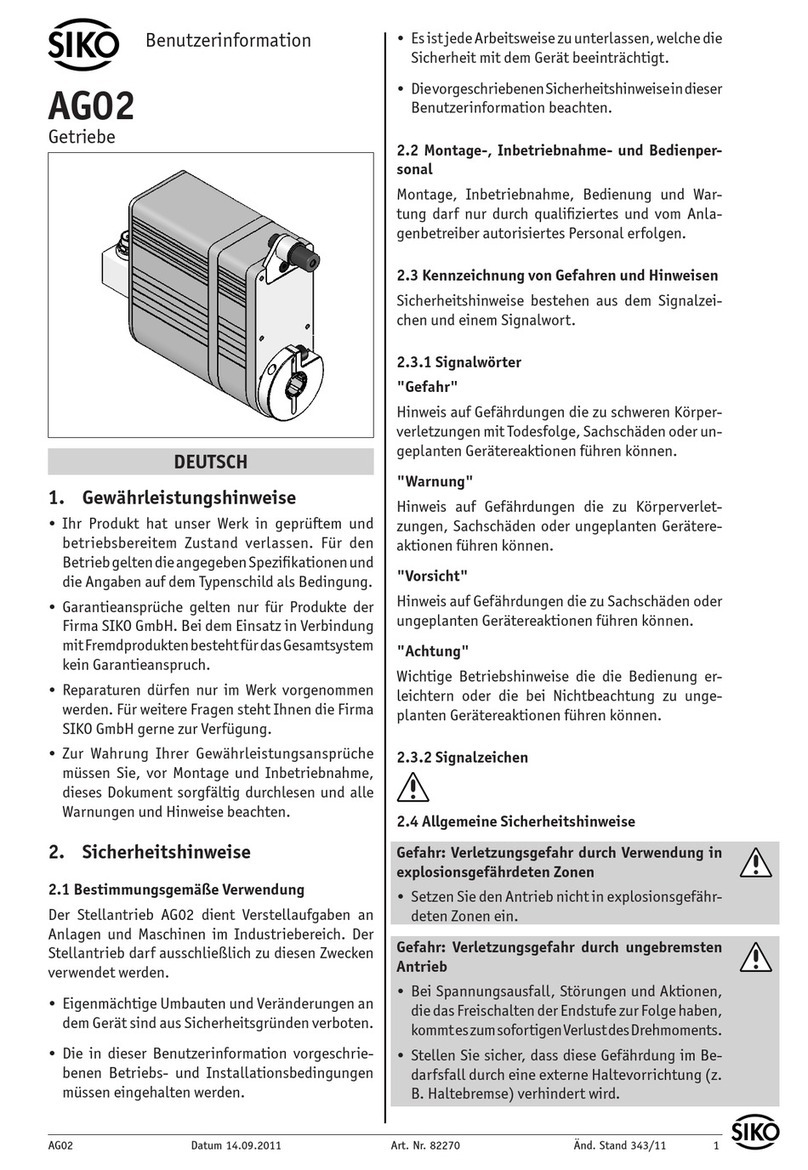 Siko AG02 Operation manual