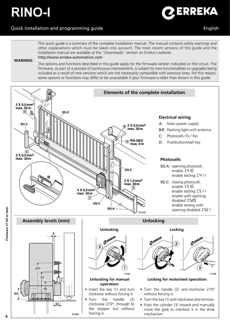 Erreka RINO-I Quick installation and programming guide