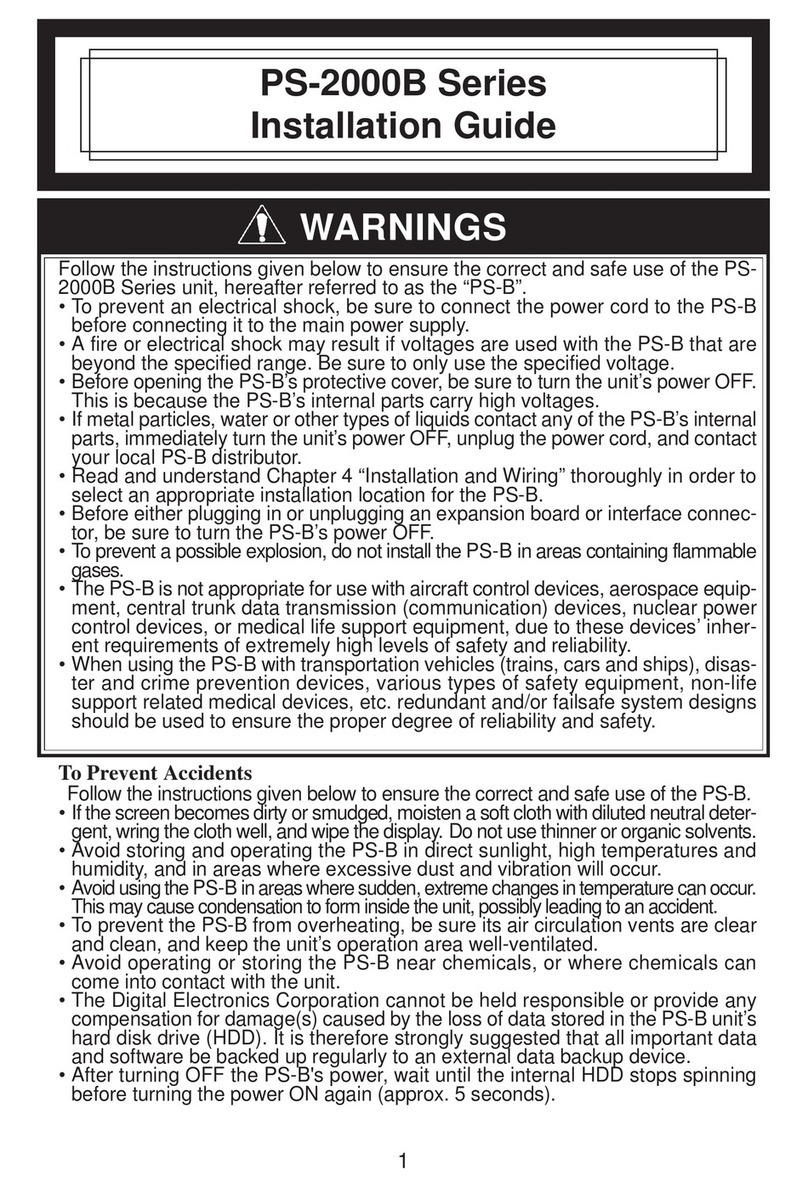 Digital Electronics Corporation PS-2000B Series installation guide Digital Electronics Corporation PS-2000B Series installation guide