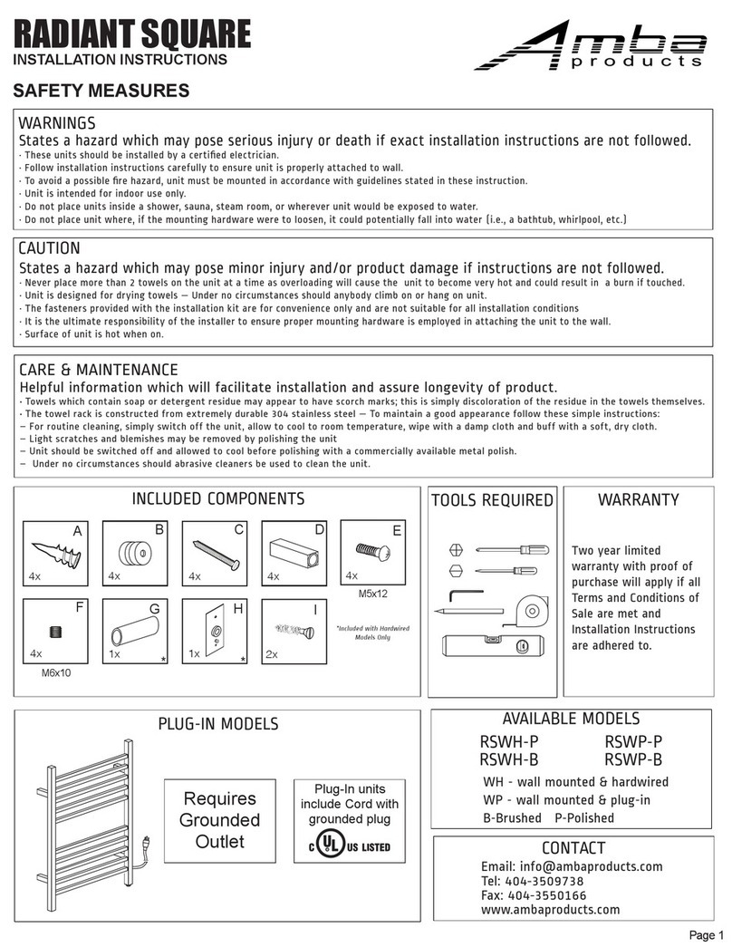 Amba RADIANT SQUARE Series installation instructions