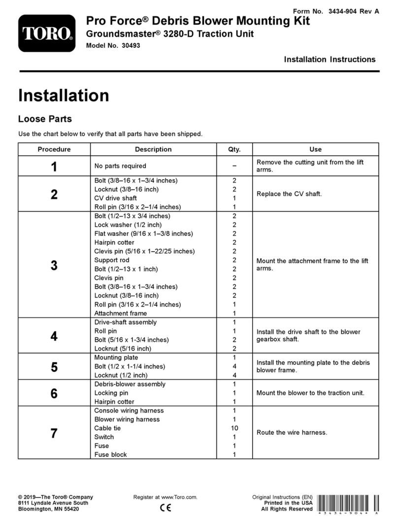 Toro Pro Force Groundsmaster 3280-D installation instructions