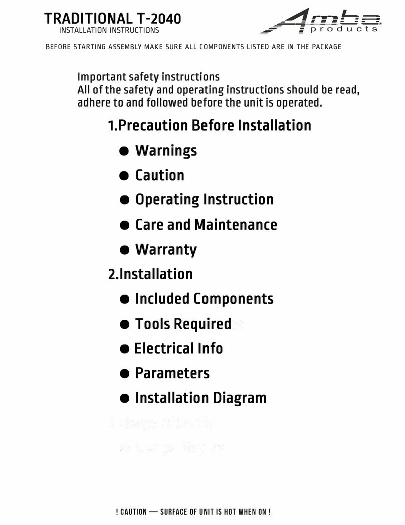 Amba TRADITIONAL T-2040 installation instructions