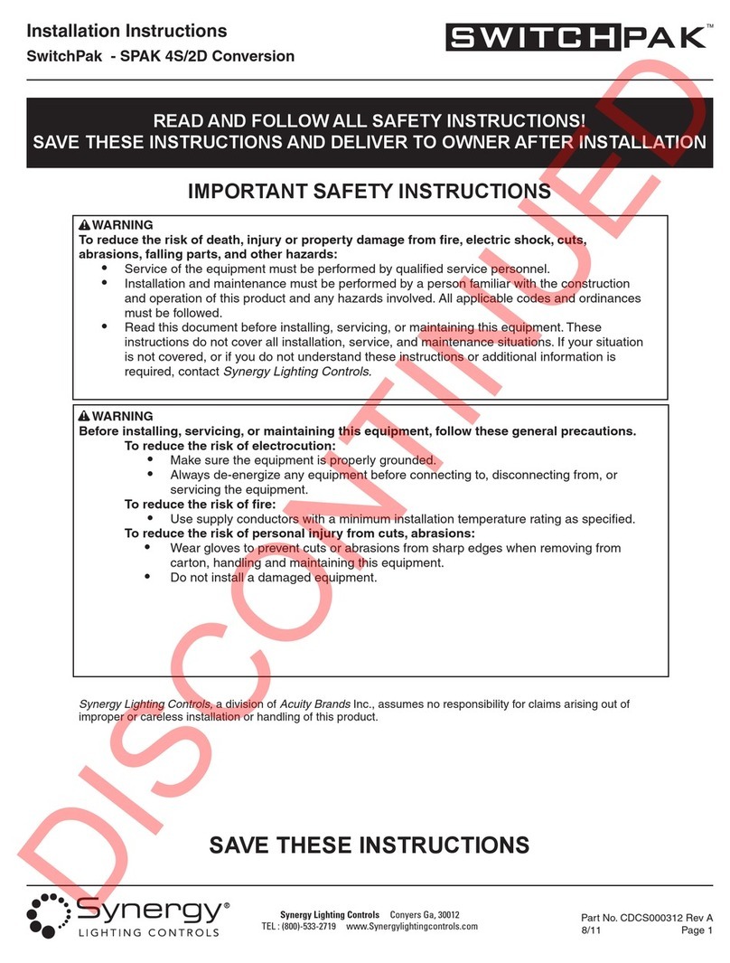 Synergy SwitchPak SPAK 4S/2D installation instructions