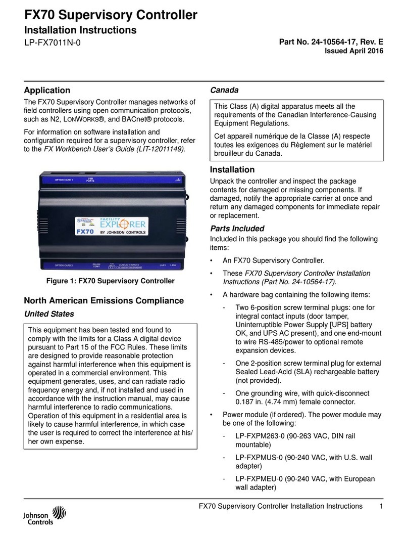 Johnson Controls FX70 User manual Johnson Controls FX70 User manual