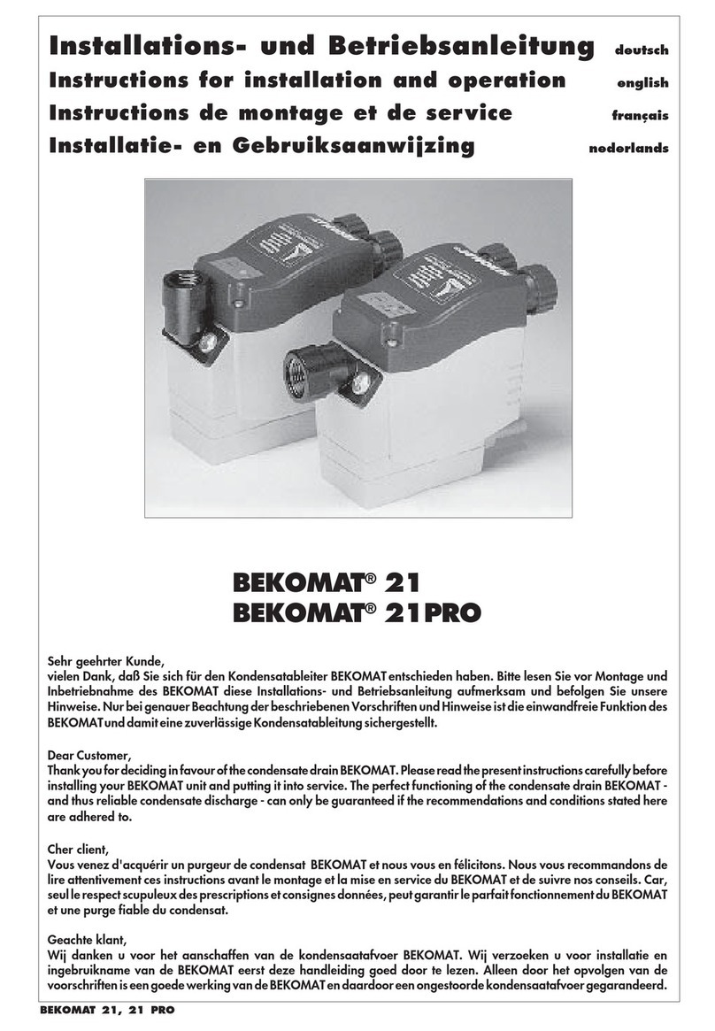 Beko BEKOMAT 21 Instructions for installation and operation