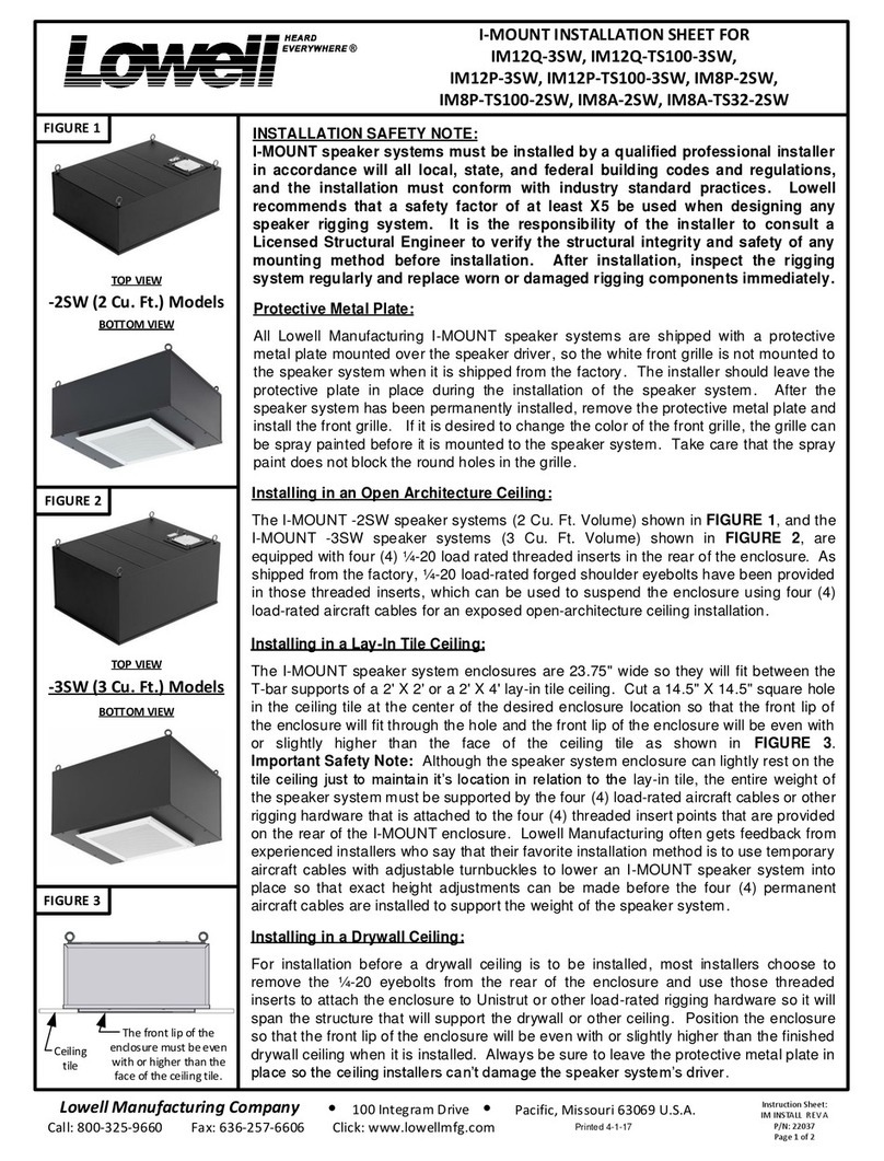 Lowell I-MOUNT Series Installation sheet