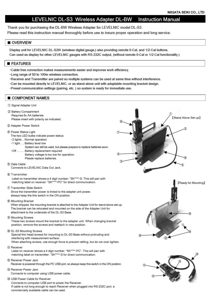 Niigata seiki LEVELNIC DL-S3 DL-BW User manual