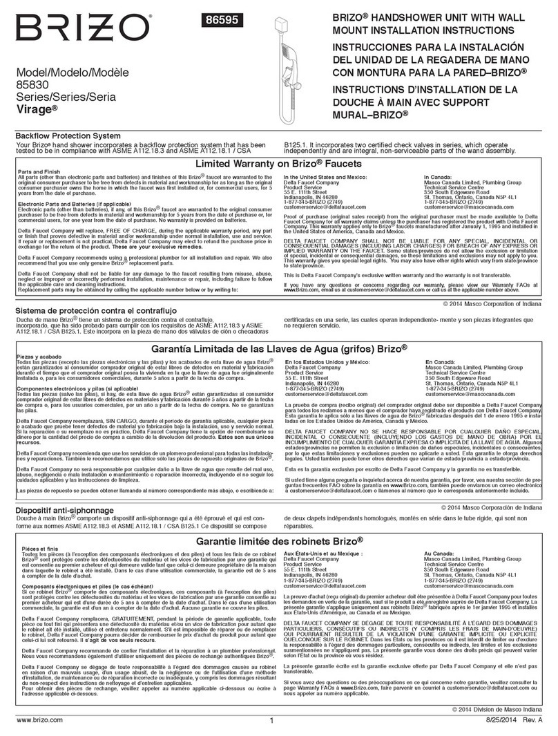 Brizo Virage 85830 User manual
