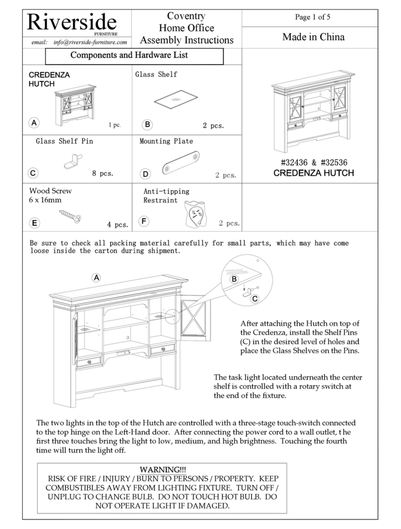 Riverside Credenza Hutch Series User manual Riverside Credenza Hutch Series User manual