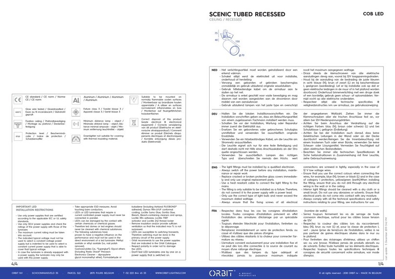 Orbit SCENIC TUBED RECESSED quick start guide