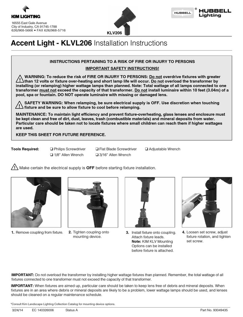 HUBBELL LIGHTING KIM LIGHTING KLV206 installation instructions