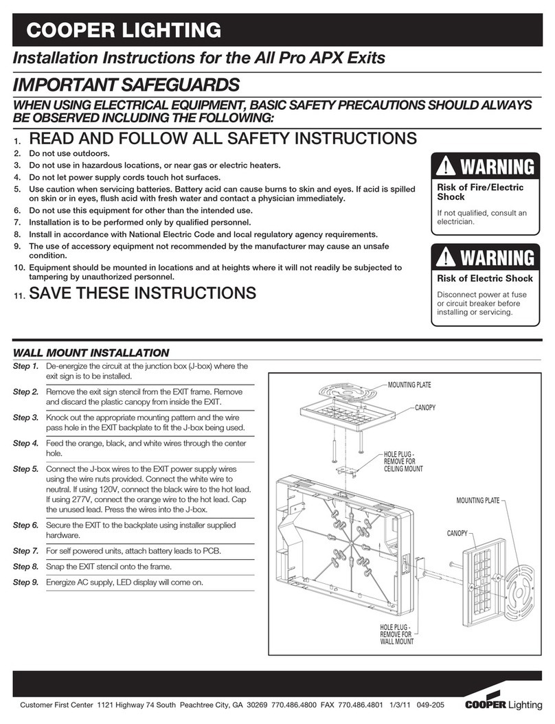 Cooper Lighting All Pro APX Exits User manual