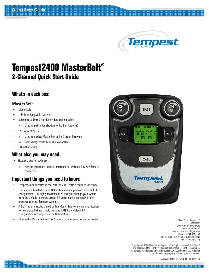 Pliant Tempest2400 MasterBelt quick start guide