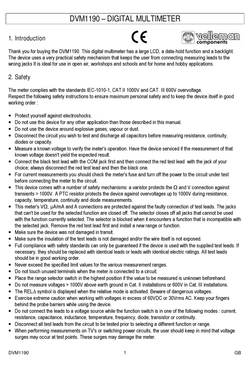 Velleman DVM1190 User manual