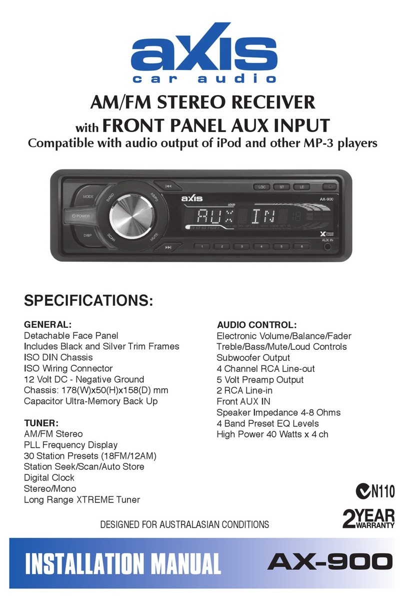 Axis Car Audio AX-900 installation manual