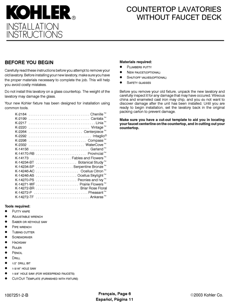 Kohler Cantata K-2199 User manual