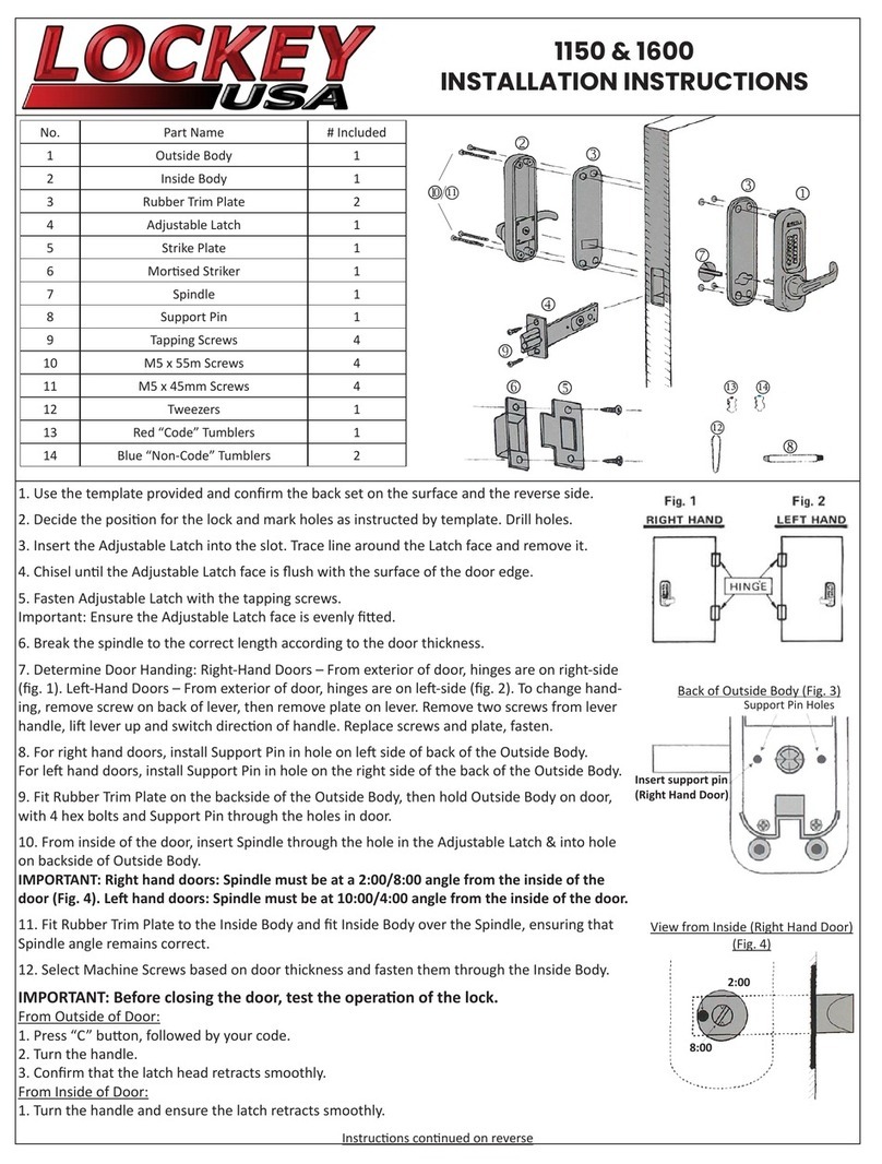LOCKEY USA 1150 installation instructions