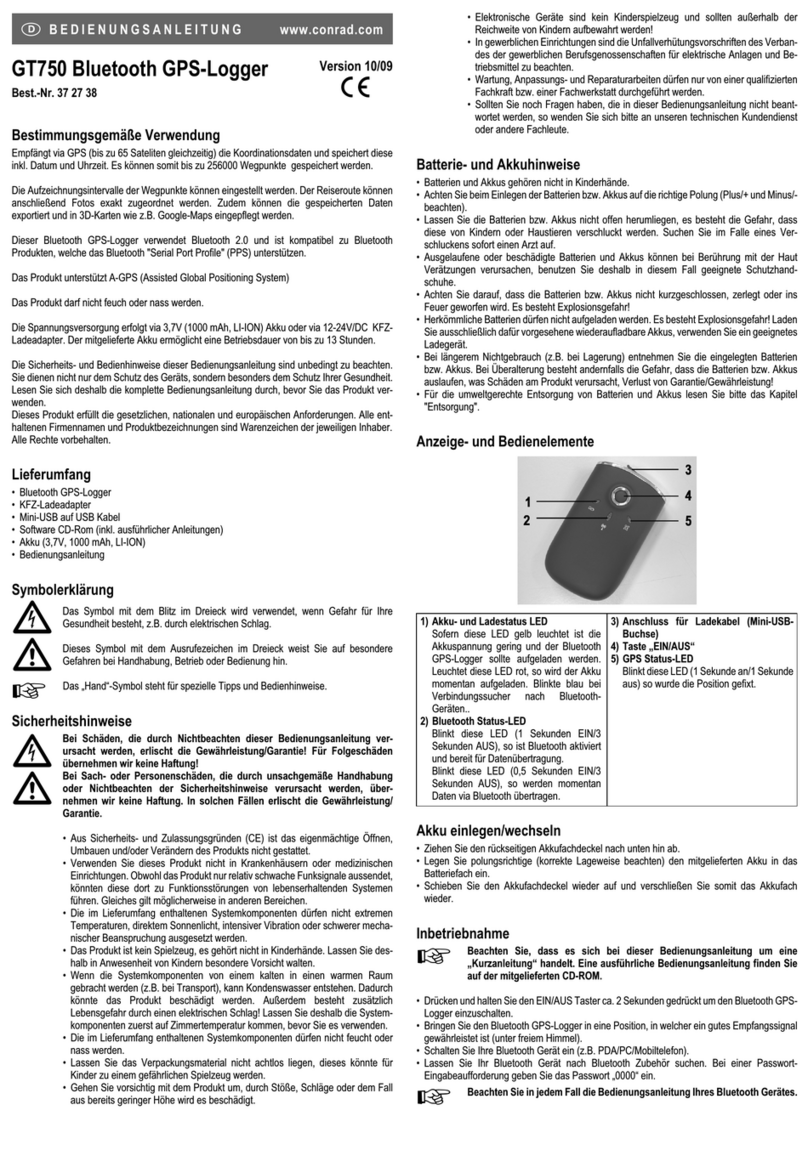 Conrad GT750 operating instructions