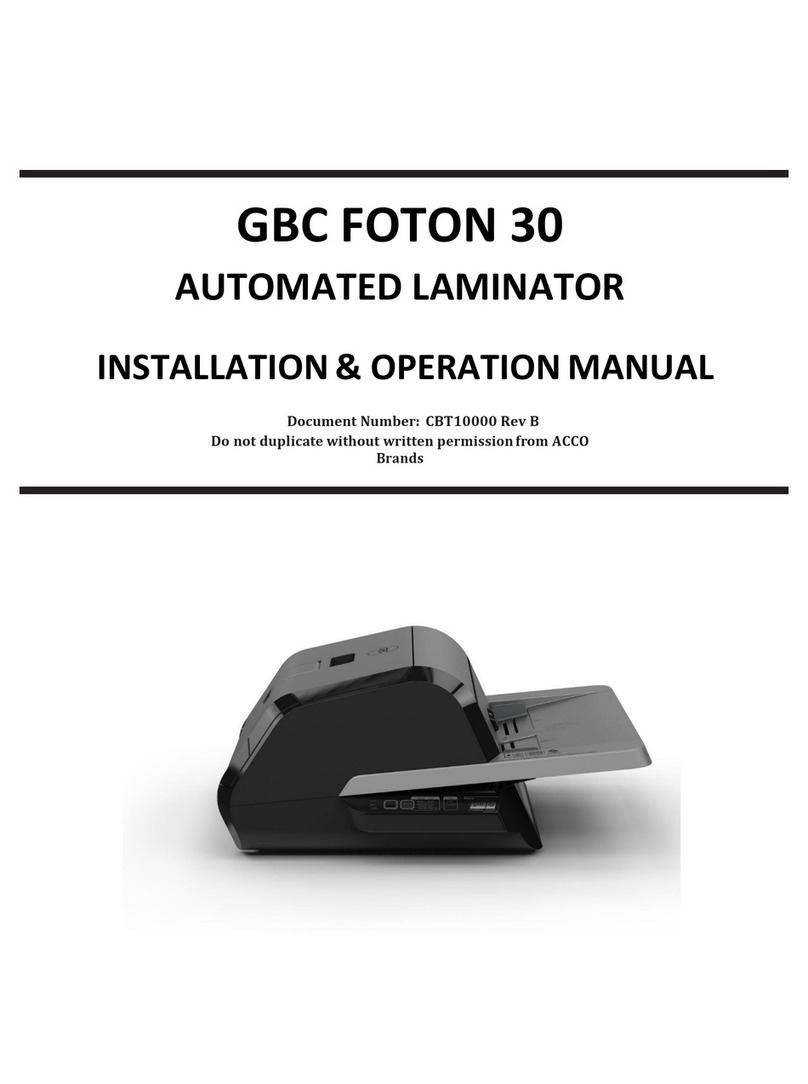 GBC FOTON 30 Automated Laminator User manual GBC FOTON 30 Automated Laminator User manual