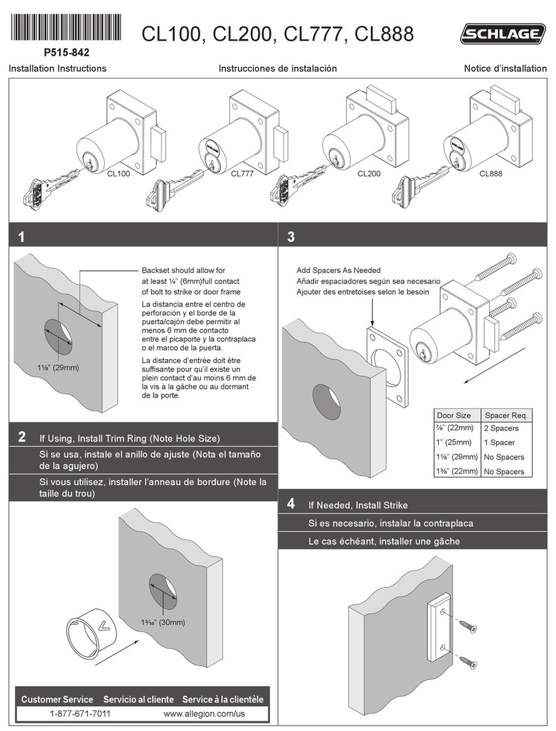 Schlage CL100 installation instructions