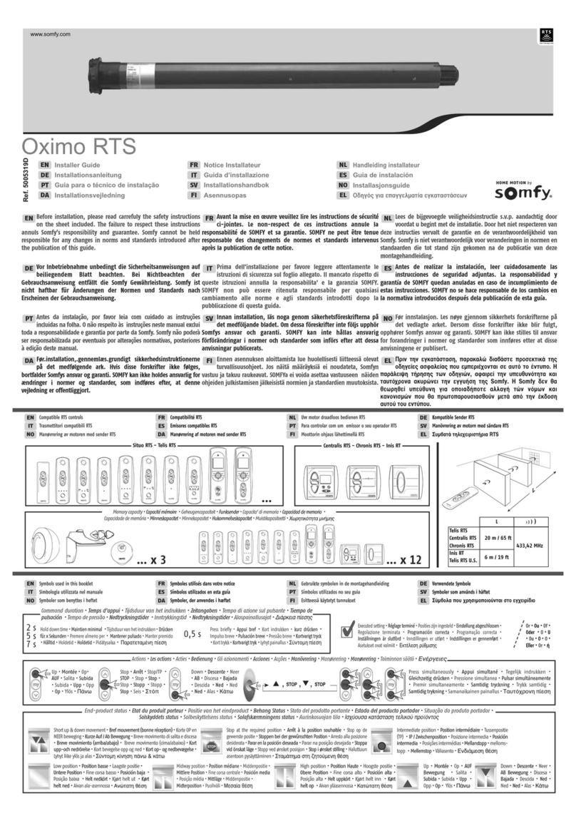 SOMFY Oximo Series Installer's guide