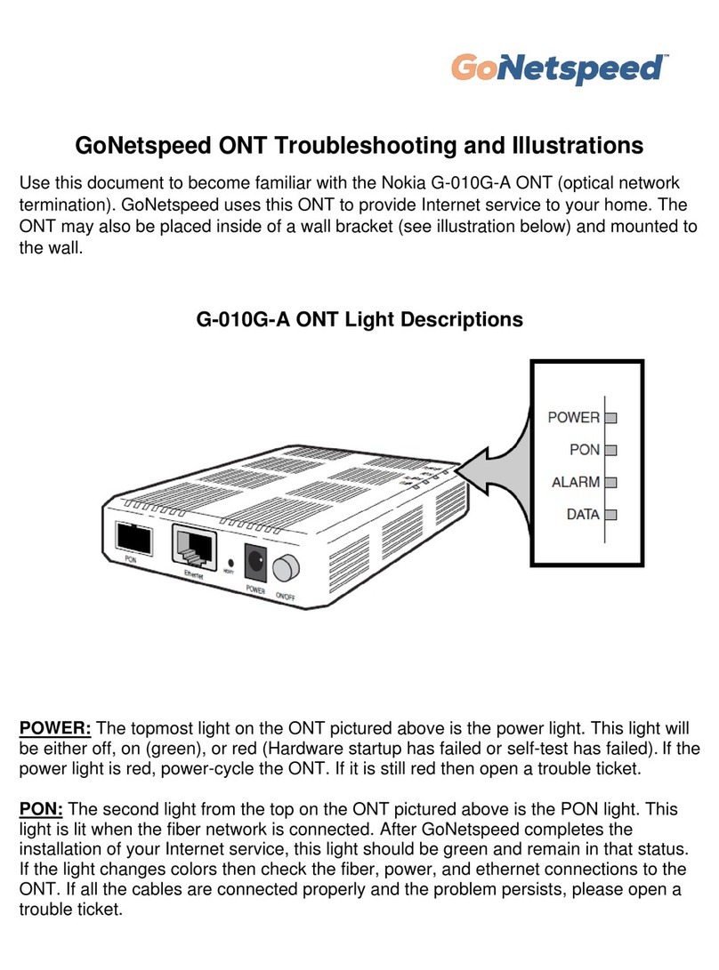 GoNetspeed G-010G-A ONT Troubleshooting and Illustrations