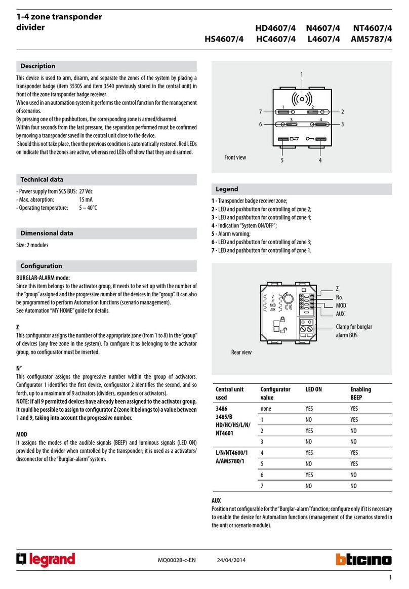 LEGRAND Bticino HD4607/4 quick start guide