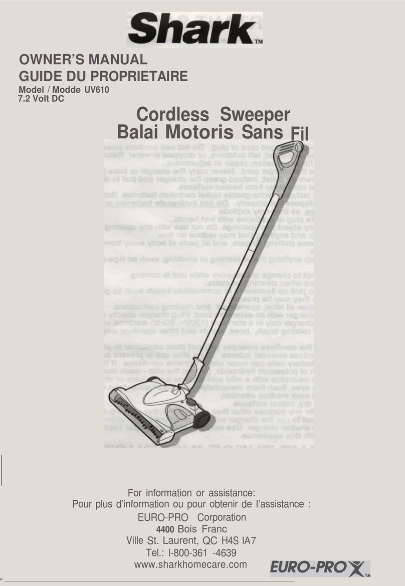 Shark EURO-PRO UV610 owner's manual