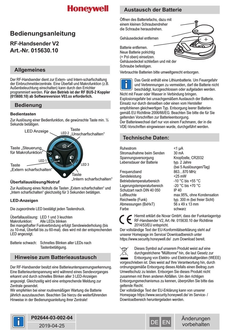 Honeywell RF Panic Button V2 User manual Honeywell RF Panic Button V2 User manual