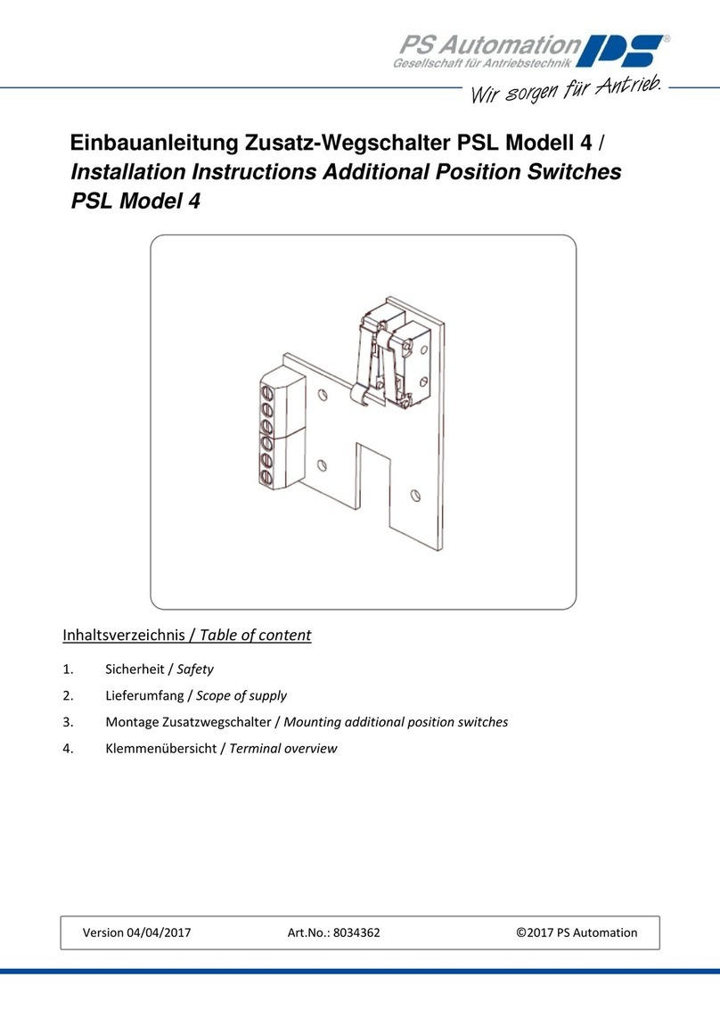 PS Automation PSL 4 installation instructions PS Automation PSL 4 installation instructions