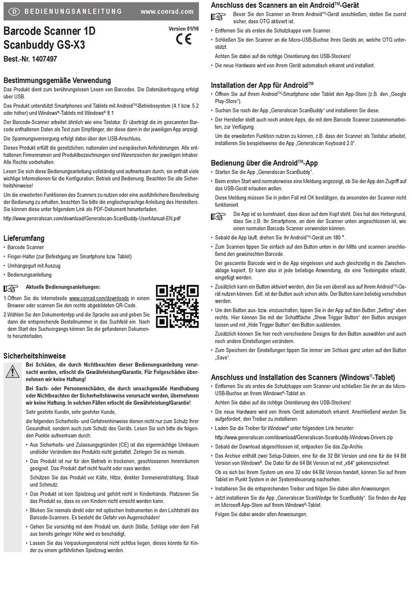 Conrad Scanbuddy GS-X3 operating instructions