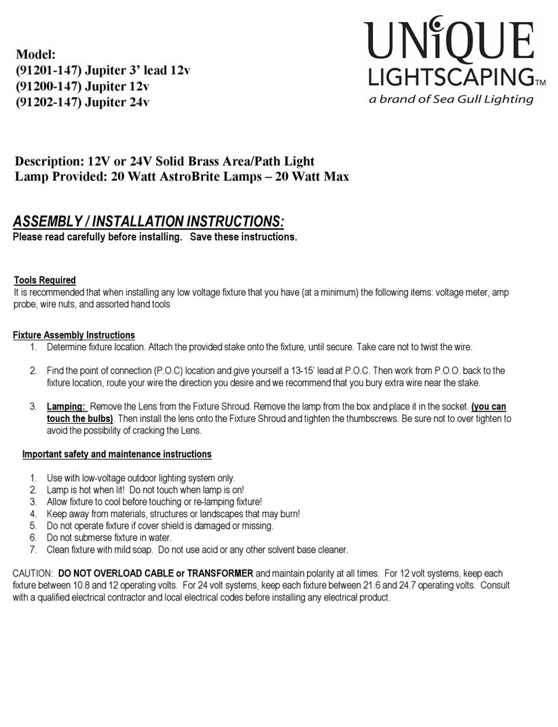 Unique Lightscaping Jupiter 3' lead 12v Programming manual